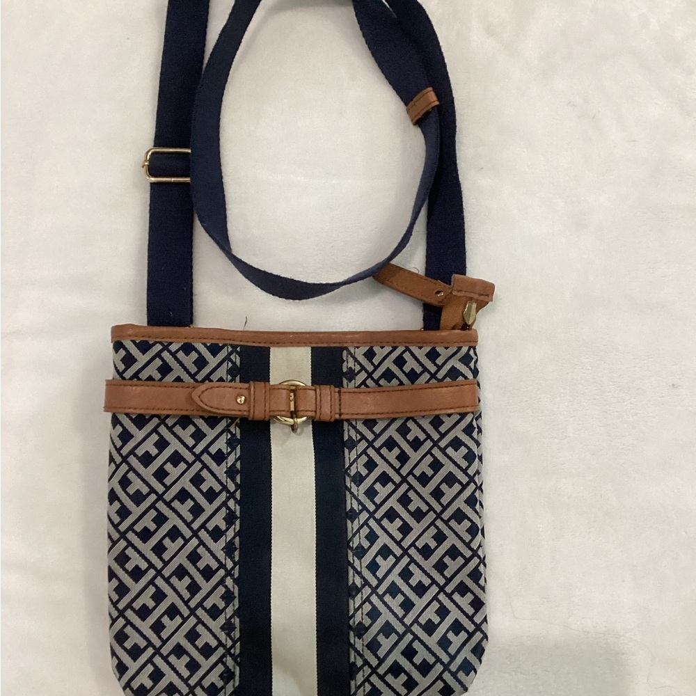 Tommy Hilfiger Navy and Tan Crossbody Bag